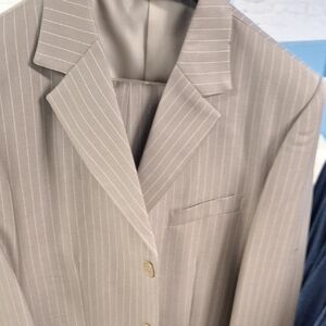 Boys Beige Pinstripe Suit